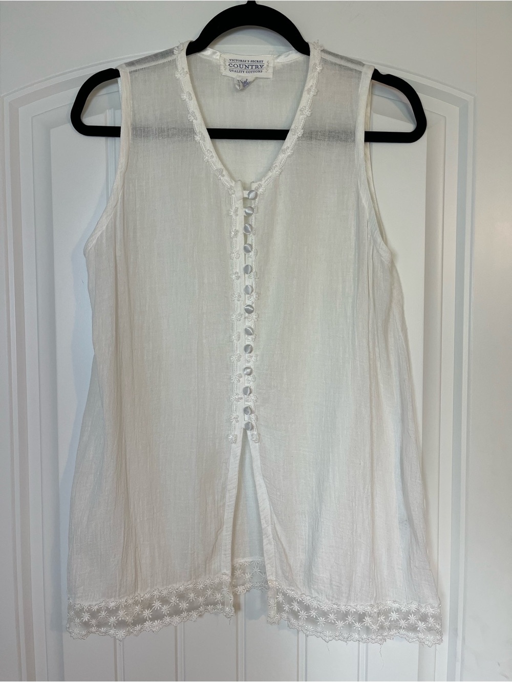 Victoria's Secret Country Quality Cottons Button Down Babydoll Top Boho Vintage